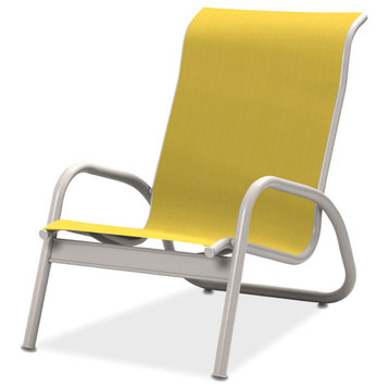 Gardenella Sling Stacking Poolside Chair, Textured White, Yellow