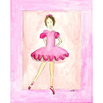 Pink Ballerina, Ready To Hang Canvas Kid's Wall Decor, 16 X 20