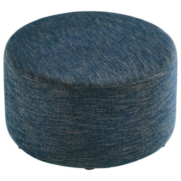 Callum Large 29" Round Woven Heathered Fabric Upholstered Ottoman