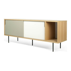 Dann Sideboard in Oak with White & Grey Doors - Buffets And Sideboards
