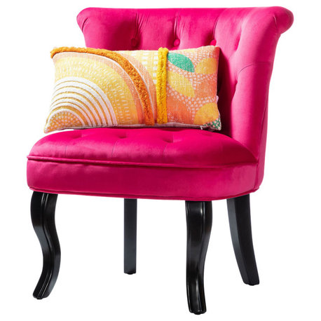 Jane Uphlostered Ottoman Accent Chair, Fushia