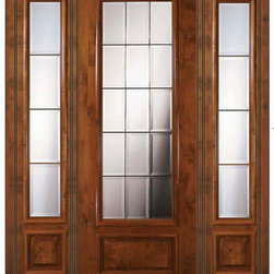 Prehung French Side lights Door 96 Wood Alder French 3/4 Lite Glass - Patio Doors