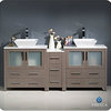 Fresca Torino Double Sink Bathroom Cabinet, Vessel Sinks, Gray Oak, 72"