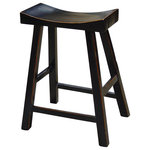 China Furniture and Arts - Distressed Black Elmwood Zen Style Asian Bar Stool - Classic Zen stool has long been appreciated for its simplicity and sturdiness. Now it is made in bold color that strongly states the contemporary decorating style. Hand-carved from solid elm and constructed with joinery technique for long lasting steadiness. Hand-painted distressed black finish. Overall dimensions measure 20"x15"x25.5".