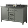Legion Furniture 54" Green Finish Sink Vanity Cabinet With Blue Lime Stone Top