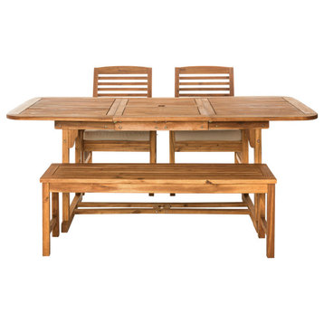 4-Piece Patio Dining Table Set - Brown