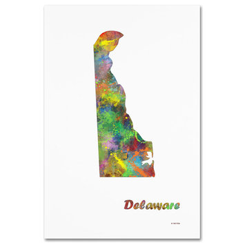 Marlene Watson 'Delaware State Map-1' Canvas Art, 30"x47"