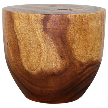 Haussmann Wood Oval Drum Table 20 in Diameter x 18 in High Walnut Oil