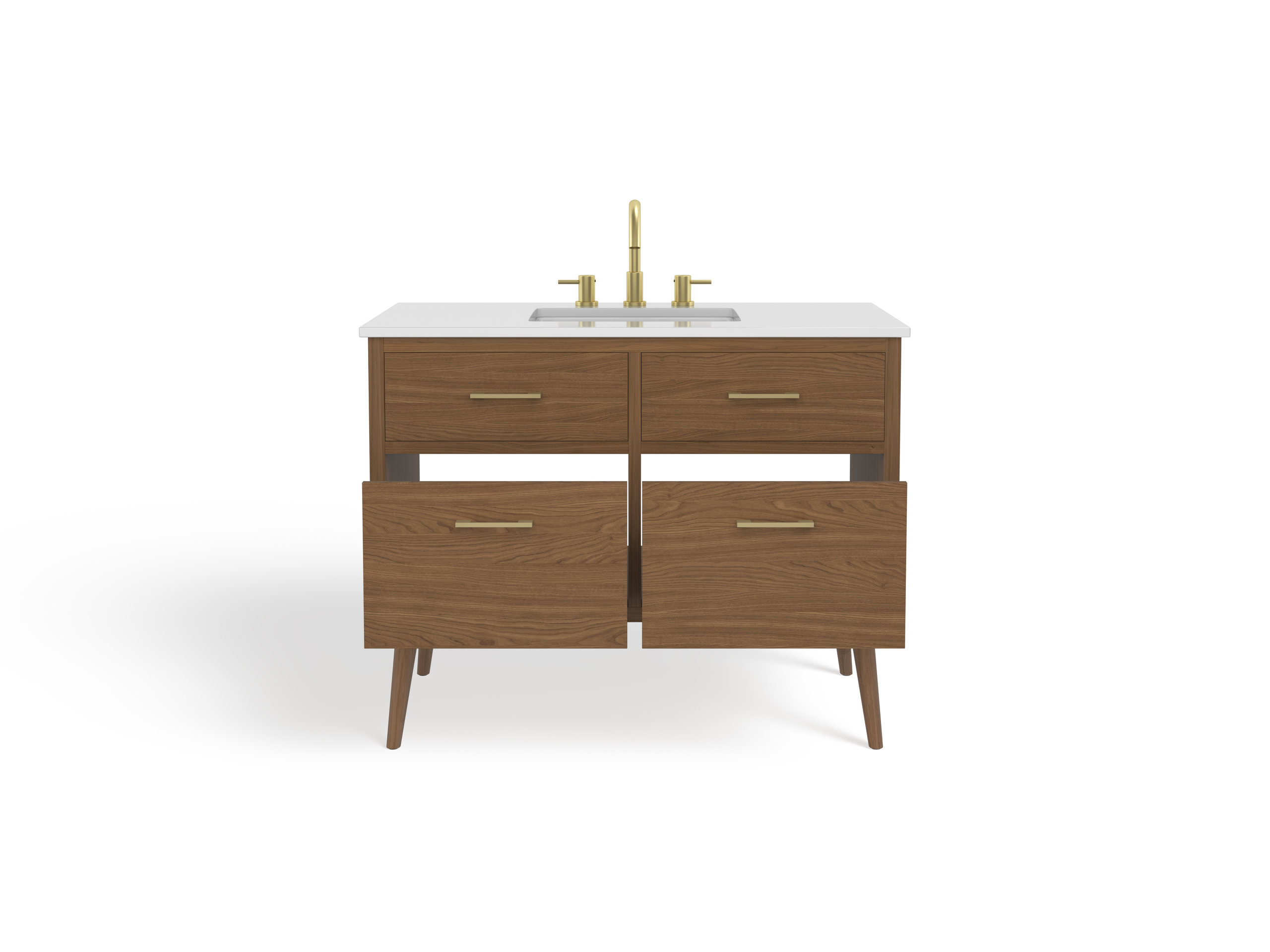 The Walnut Brown Bathroom Vanity, 42" - Midcentury - Bathroom Vanities ...
