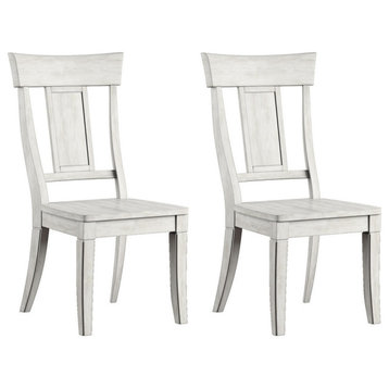 Arbor Hill Panel Back Wood Dining Chair, Set of 2, Antique White