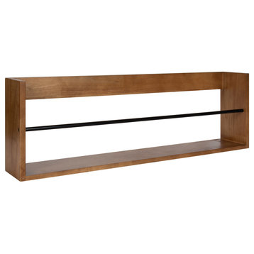 Corinna Metal and Wood Wall Shelf, Brown 36