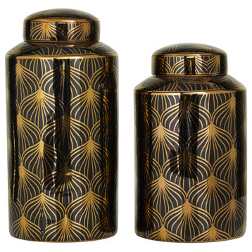 Modern Black Ceramic Decorative Jars Set 562473