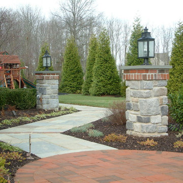 Stone Walkway & Lamp Posts