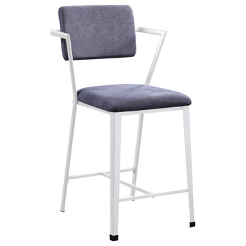 ACME Cargo Counter Height Chair, Set of 2, Gray Fabric & White