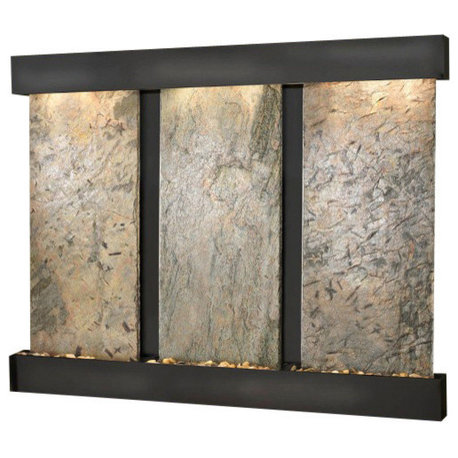 Olympus Falls Wall Fountain, Blackened Copper, Green Slate, Square Frame