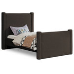 Meridian Furniture - Elias Upholstered Bed, Brown, Twin, Boucle Fabric - Revamp your bedroom decor by adding the gorgeous and stylish Elias Boucle Twin Bed. Featuring a sleek and minimalistic design, this bed is constructed with a solid wood inner frame for long-lasting durability. The soft brown boucle upholstery adds a touch of elegance to your bedroom, making it a perfect addition to any modern or contemporary living space.