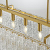 7-Light Brass Chandelier With Clear Rippled Glass