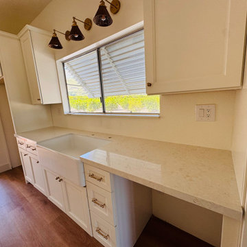 White Calcutta Luxiomer Quartz Install