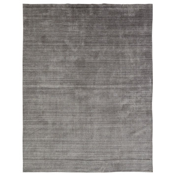 MERIDIAN Gray Fog Hand Made Wool and Silkette Area Rug, Gray, 7'6"x9'6"