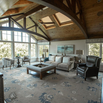 Custom Rug in Vaulted Ceiling Family Room