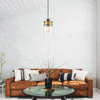 Dionne 1-Light Matte Black Pendant with Brass Accents and Clear Glass Shade