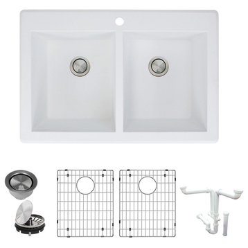 Radius Granite 33" Drop" Kitchen Sink Kit, White