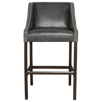 Castaic Stool by Kosas Home, Charcoal Gray, Bar Height