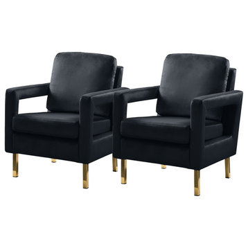 Upholstery Armchair With Metal Legs For Living Room Set of 2, Black