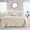 3-Piece Bedspread Coverlet Quilt Set, Lightweight, Ruffle, Taupe, Full/Queen