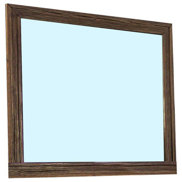 Benzara BM233765 39" Mirror With Rectangular Wooden Frame, Brown