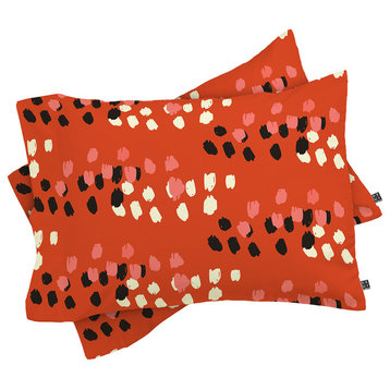 Deny Designs Morgan Kendall Red Scribbles Pillow Shams, Queen