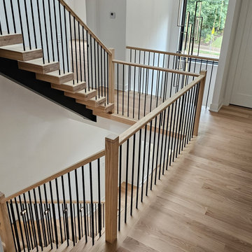Project #124 | Contemporary Red Oak and Steel Staircase