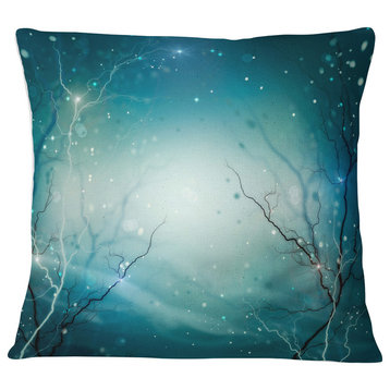 Blue Winter Fantasy Forest Landscape Photo Throw Pillow, 16"x16"