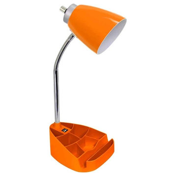 Organizer Desk Lamp With Ipad Tablet Stand Book Holder and Usb Port, Orange