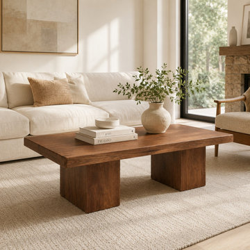 Wilder Rectangular Coffee Table | Solid Walnut or Oak Minimal Block Design