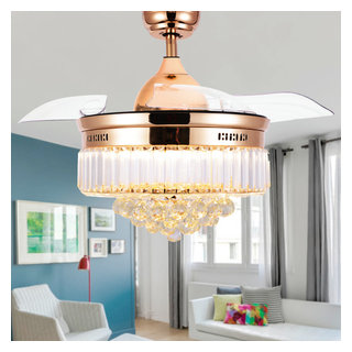Modern Crystal Drum Bladeless Ceiling Fan with Light and Remote, 3-Speed -  Contemporary - Ceiling Fans - by Bella Depot Inc | Houzz