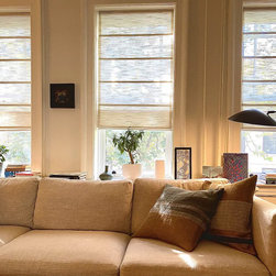 Living Room Front Slat Plain Fold Roman Shades - Roman Shades