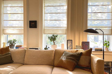 Living Room Front Slat Plain Fold Roman Shades