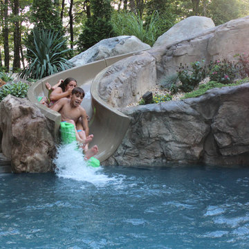 Resort grotto pool with slide