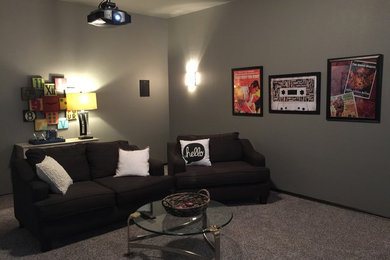 Example of a trendy home theater design in Oklahoma City