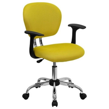 Scranton & Co Mid-Back Mesh Task Office Chair with Arms in Yellow