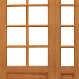Prehung 8-lite French Brazilian Mahogany Wood 1 Panel IG Glass Side light Door - Patio Doors