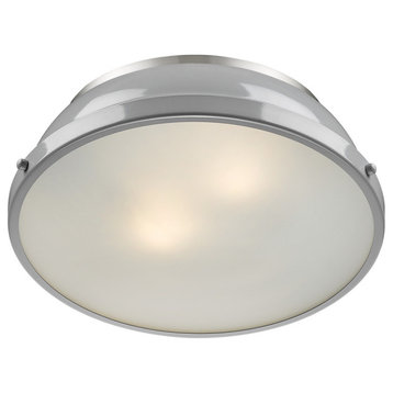 Duncan 14" Flush Mount, Pewter With Gray Shade