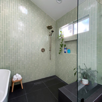 Cool Green Bathroom Tiles in Vertical Offset