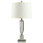 StyleCraft - Dann Foley Elegantly Curved Crystal Table Lamp Off-White, Cream Shade - This table lamp is a picture of sophistication. Its curved body is fitted with shaped thick crystal that draws the eye. On top, a rounded shade with subtle trim further amplifies this lamp's elegance.