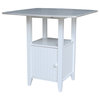 Dual Drop Leaf Table, Counter Height with Storage and Counter Height Stools