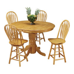 Sunset Trading - 5-Pc Pedestal Butterfly Leaf Pub Table Set with Swivel Barstools - Dining Sets