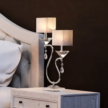 Glam Table Lamp 12''W x 6''D x 23.5''H, Polished Nickel Finish