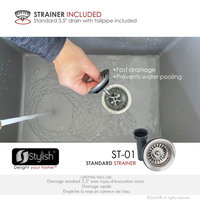 25 inch Dual Mount Single Bowl Gray Granite Laundry Sink S-825L