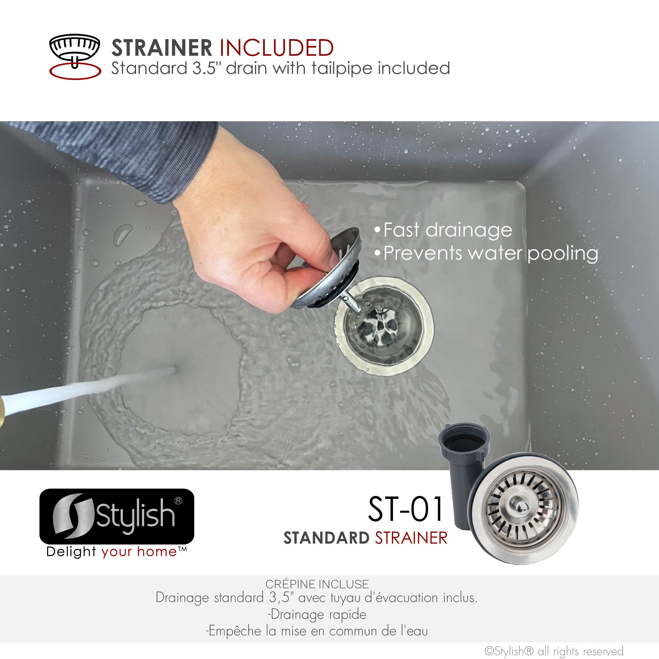25 inch Dual Mount Single Bowl Gray Granite Laundry Sink S-825L